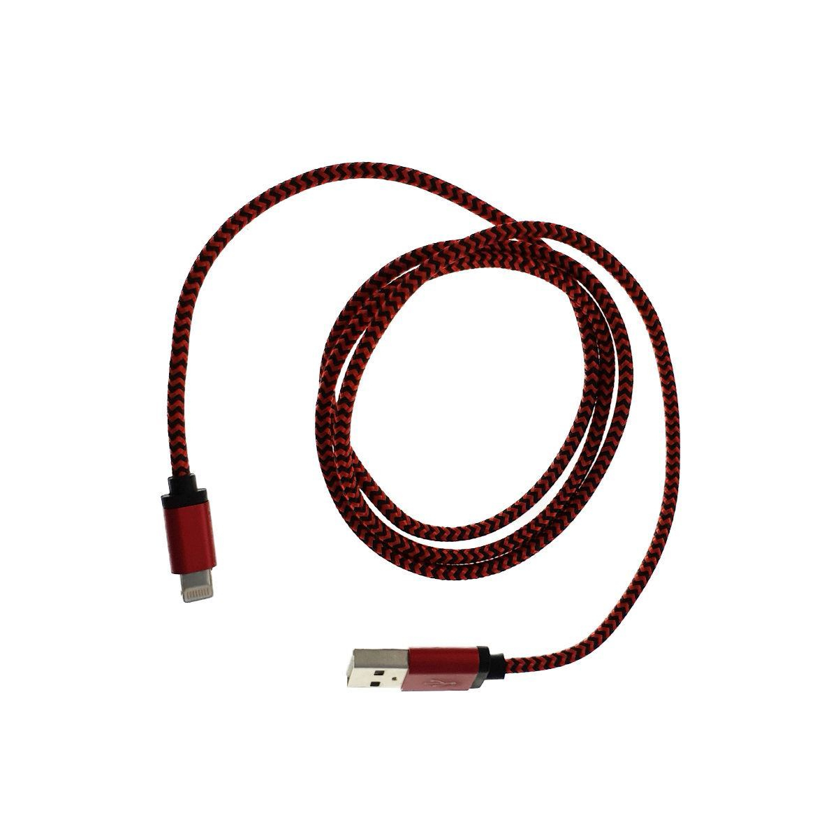 Cablu USB 2.0 lightning,invelis textil,100cm,rosu cu negru [4]