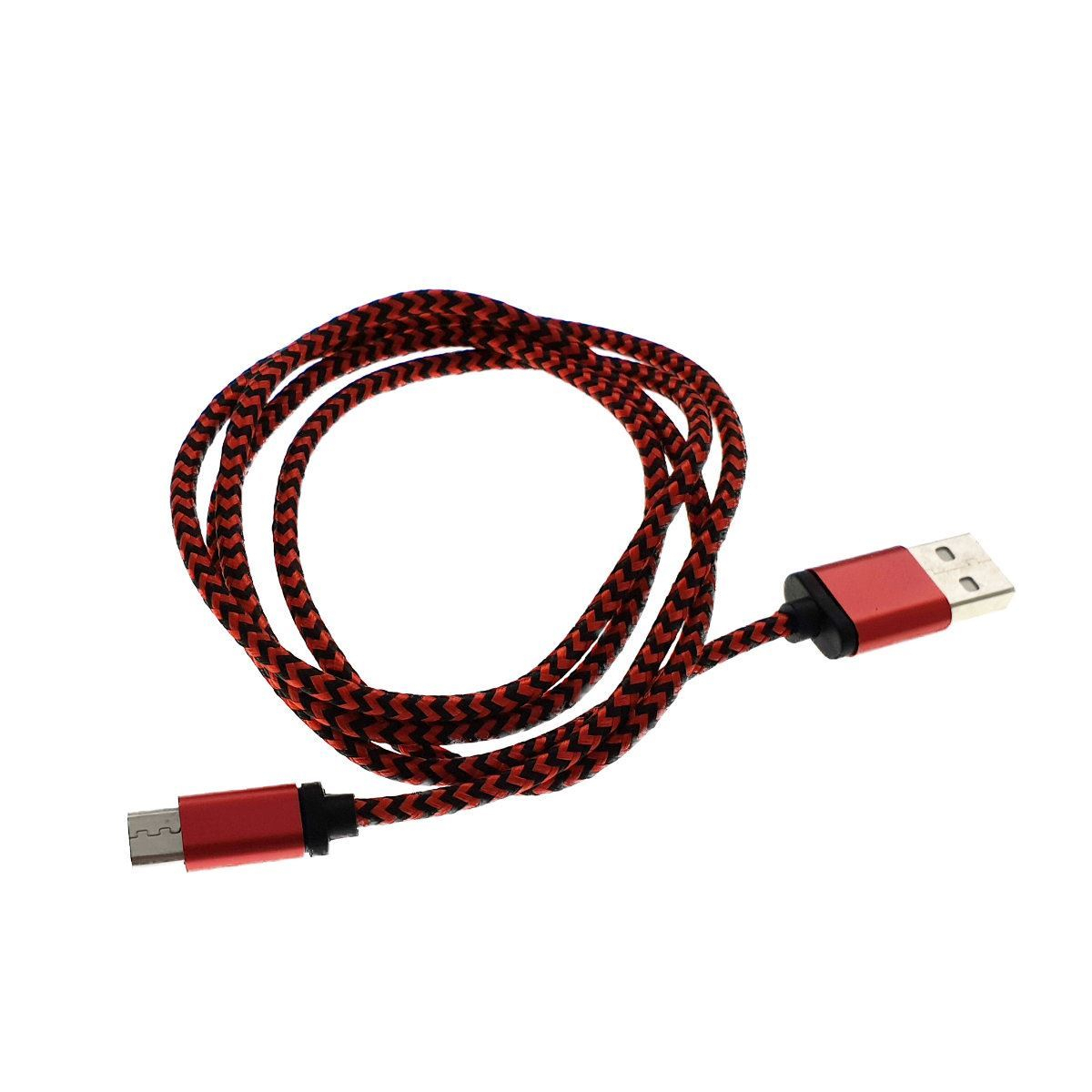 Cablu USB 2.0 microUSB,invelis textil,120cm,rosu cu negru [4]