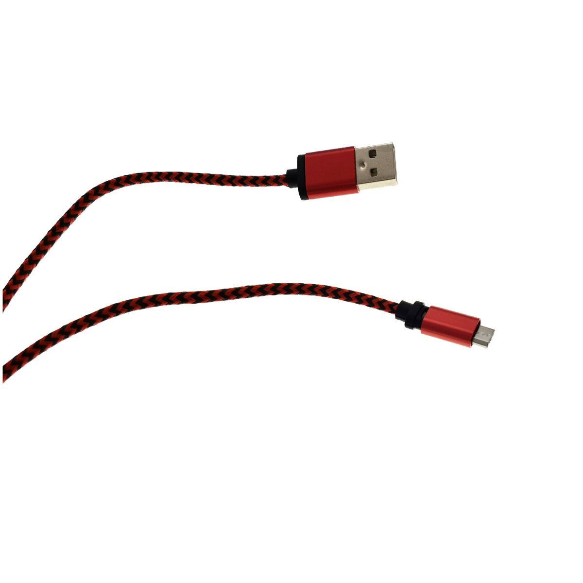 Cablu USB 2.0 microUSB,invelis textil,120cm,rosu cu negru [5]