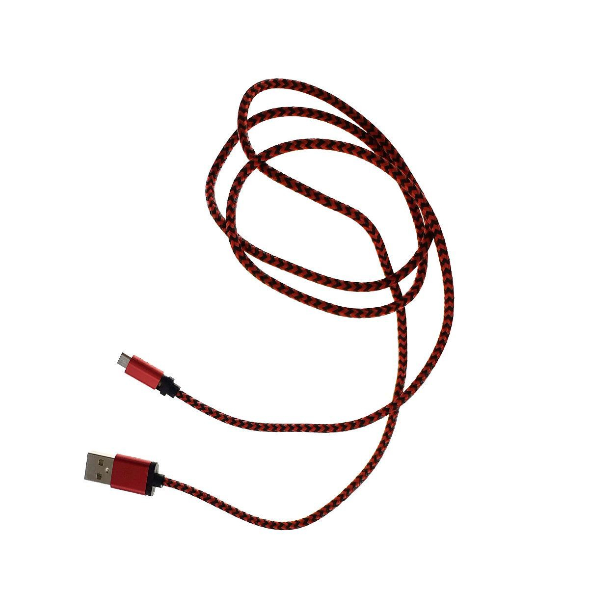 Cablu USB 2.0 microUSB,invelis textil,120cm,rosu cu negru [6]