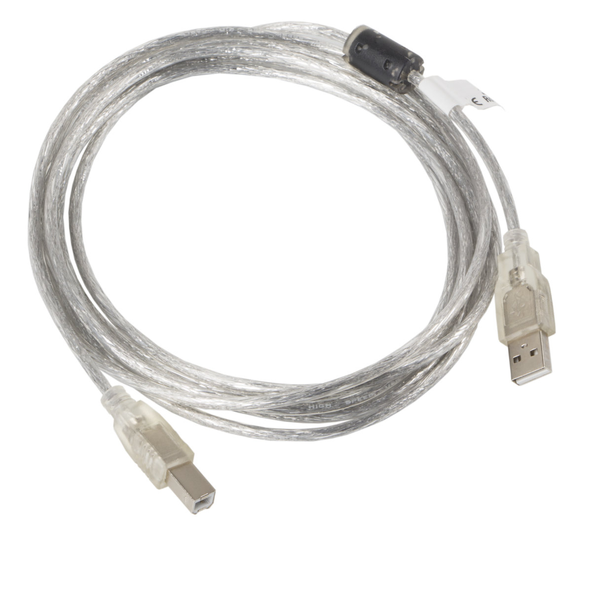 Cablu USB 2.0 pentru imprimanta, Lanberg 41356, lungime 3m, cu ferita, USB-A tata la USB B tata, transparent [1]