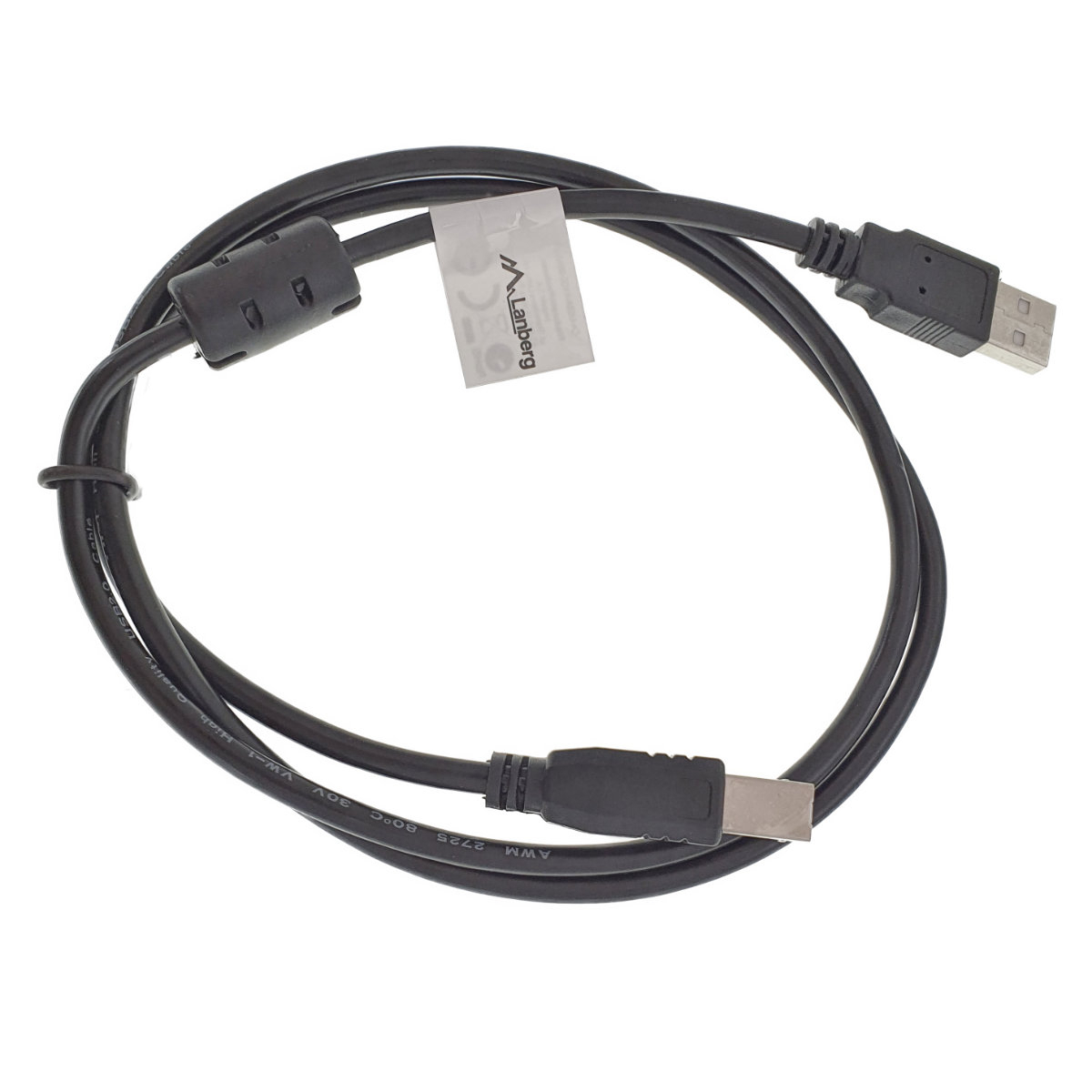 Cablu USB 2.0 pentru imprimanta, Lanberg 42864, lungime 100cm, cu miez de ferita, USB-A tata la USB-B tata, negru [4]