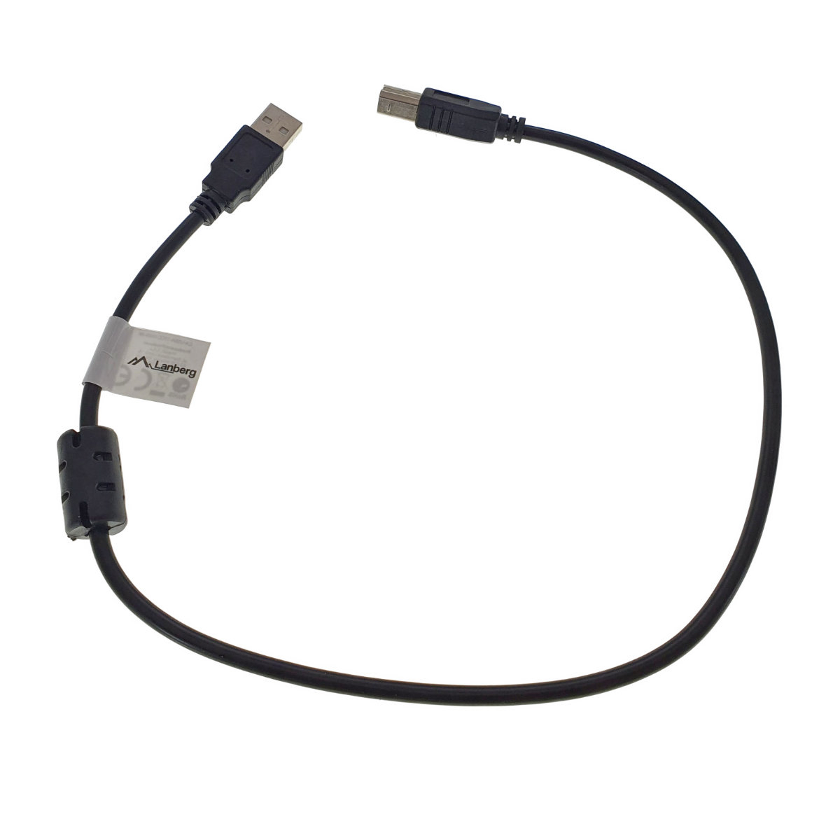 Cablu USB 2.0 pentru imprimanta, Lanberg 42865, lungime 50cm, cu miez de ferita, USB-A tata la USB-B tata, negru [6]