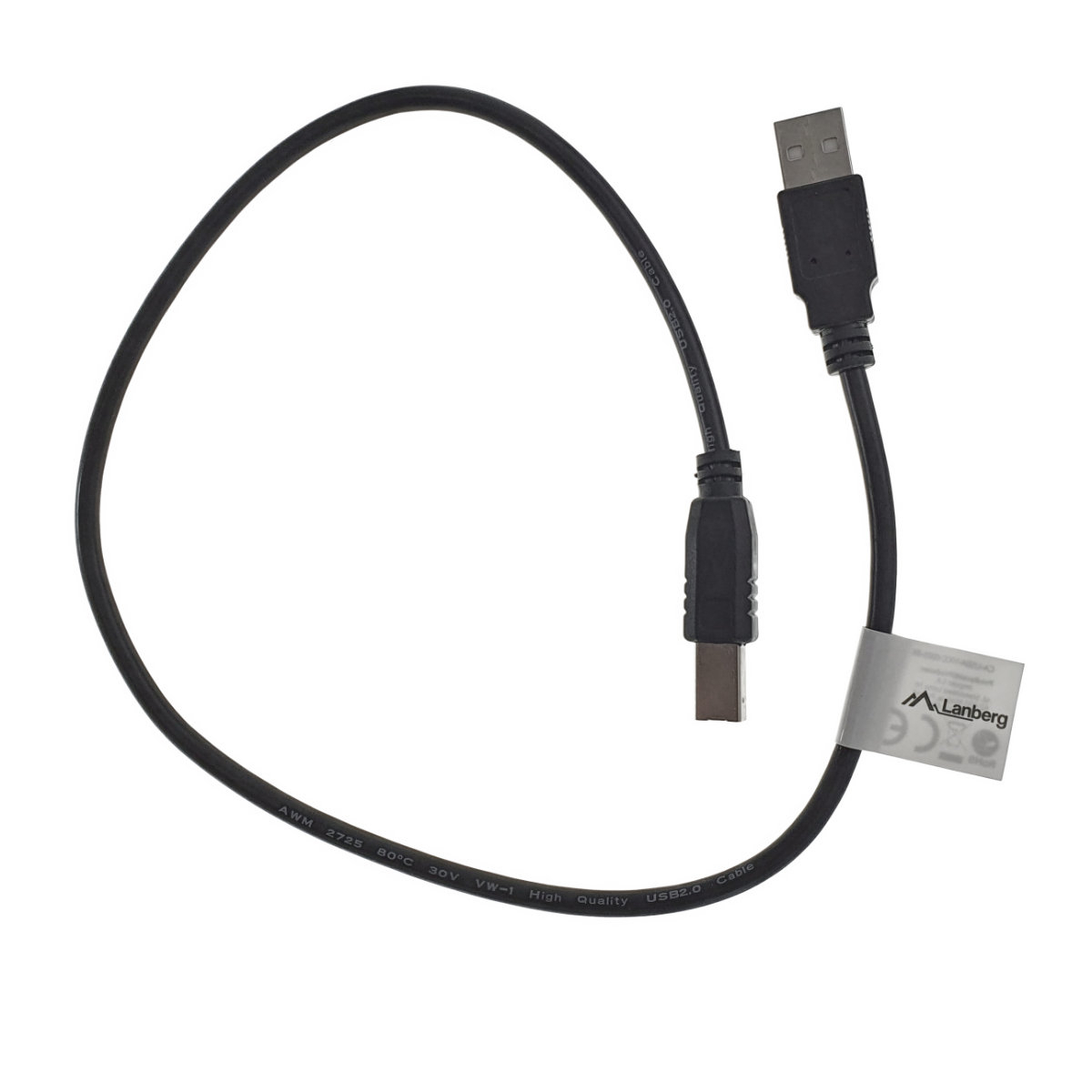 Cablu USB 2.0 pentru imprimanta, Lanberg 42867, lungime 50cm, USB-A tata la USB-B tata, negru [4]