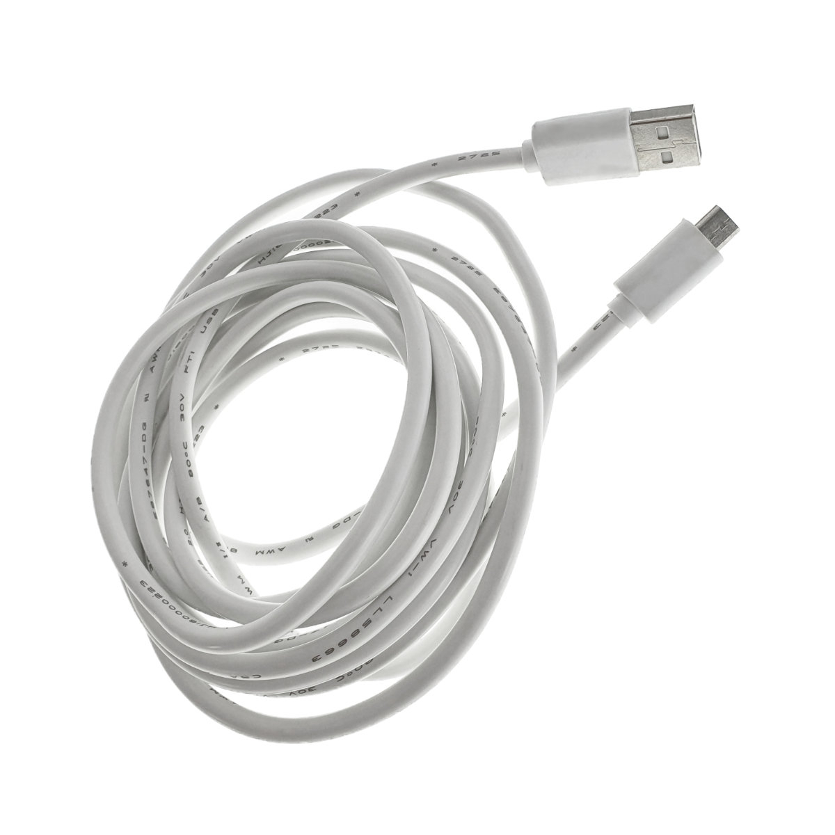 Cablu USB 2.0 tata la microUSB 2.0 tata, XXL, lungime 280 cm, invelis plastic, alb [4]