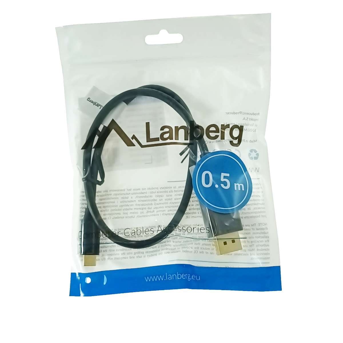 Cablu USB-C la DisplayPort, 0.5m, tata-tata, Lanberg 43679, HDR, DPCP 1.0, 4K-60Hz, negru [5]