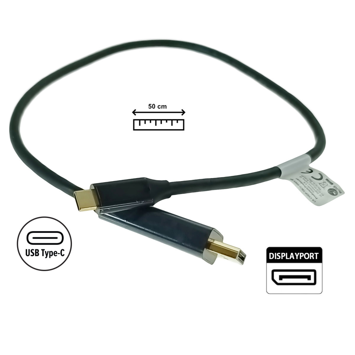 Cablu USB-C la DisplayPort, 0.5m, tata-tata, Lanberg 43679, HDR, DPCP 1.0, 4K-60Hz, negru [4]