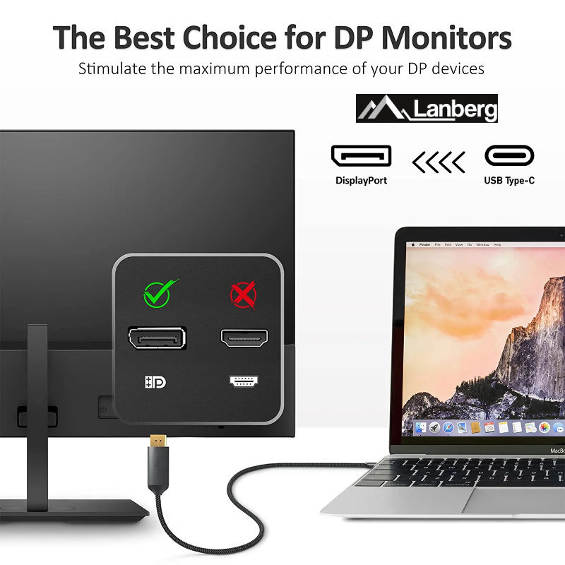 Cablu USB-C la DisplayPort, 3m, tata-tata, Lanberg 43682, HDR, DPCP 1.0, 4K-60Hz, negru [11]