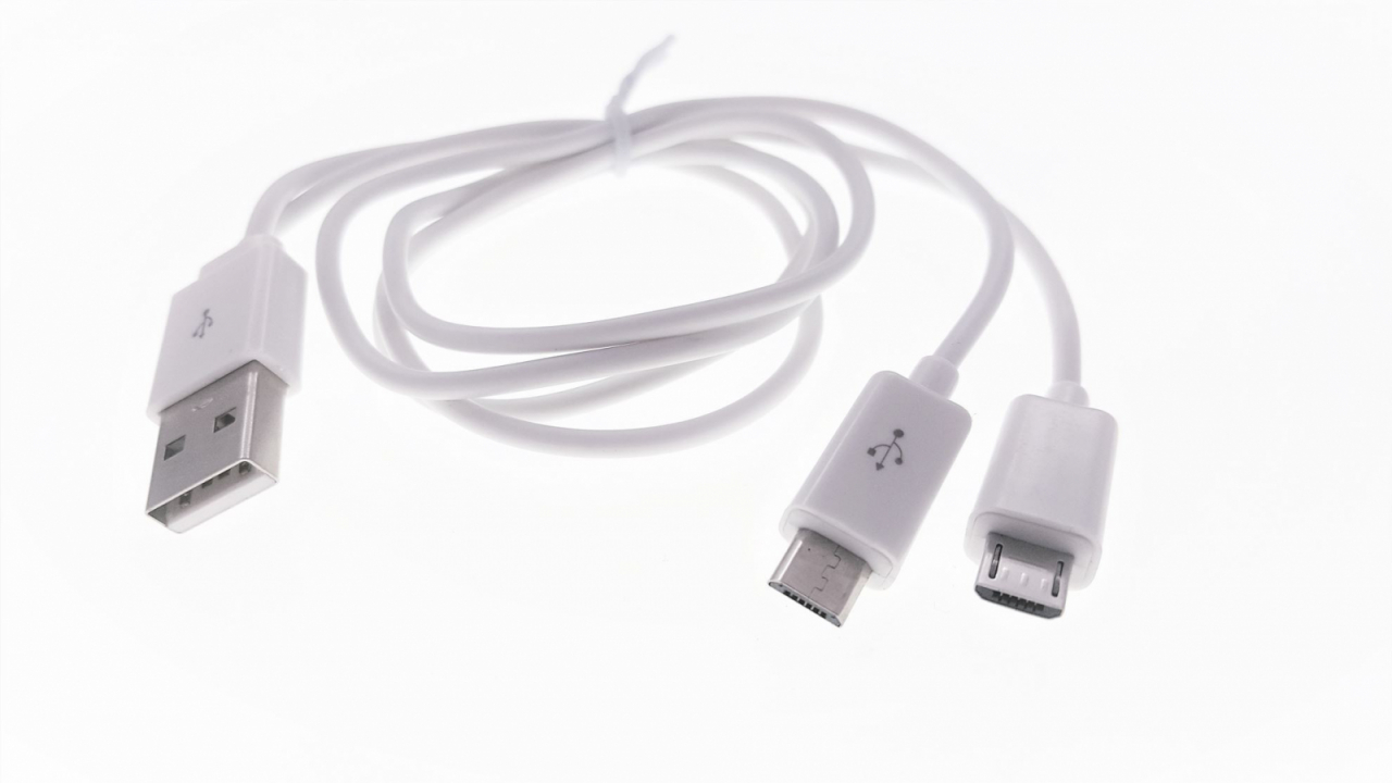 Cablu USB la 2 x microUSB, alb [7]