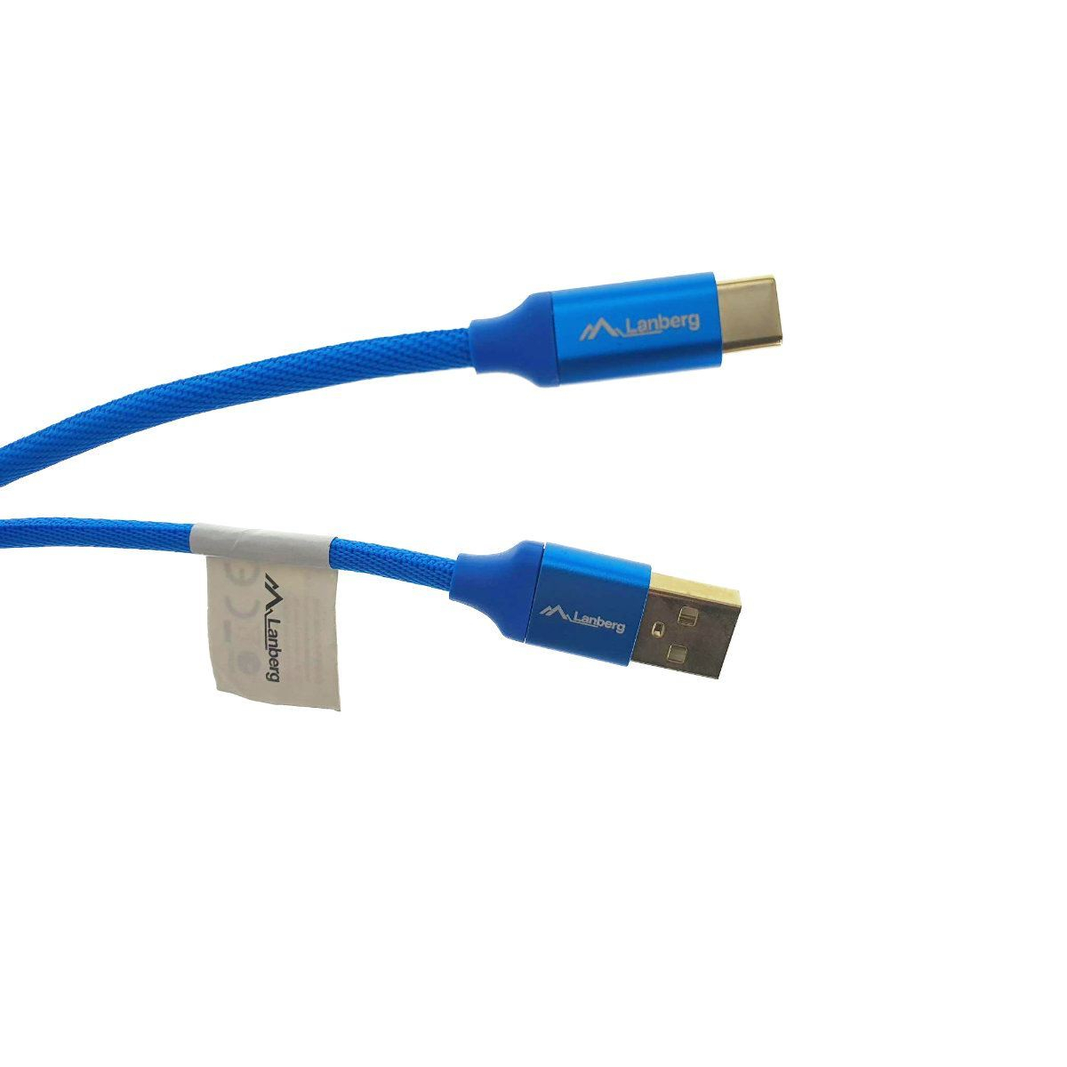 Cablu USB tip C tata la USB 2.0 tata, 180cm, Lanberg 41820, Quick Charge 3.0, invelis textil, albastru [5]