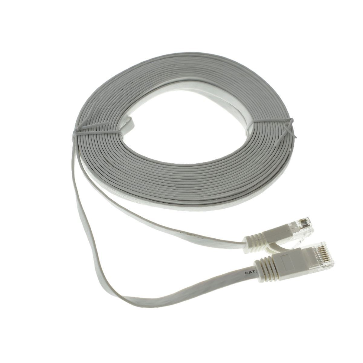 Cablu UTP cat.6,mufat 2xRJ45,lungime 10m,plat,de legatura retea,ethernet,alb [6]