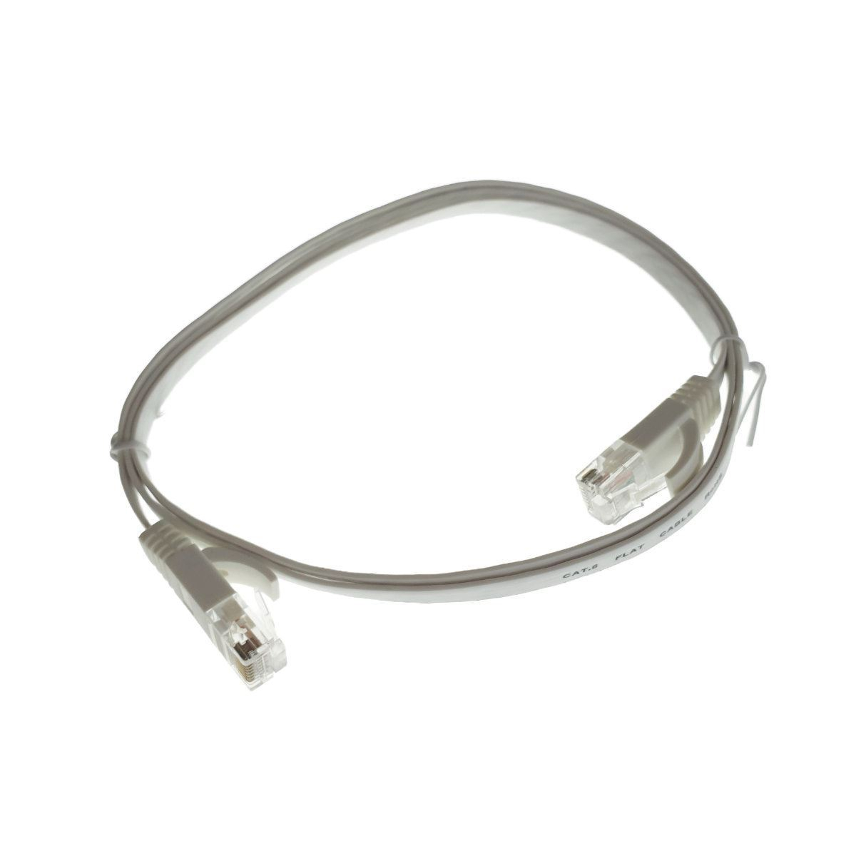 Cablu UTP cat.6,mufat 2xRJ45,lungime 1m,plat,de legatura retea,ethernet,alb [9]