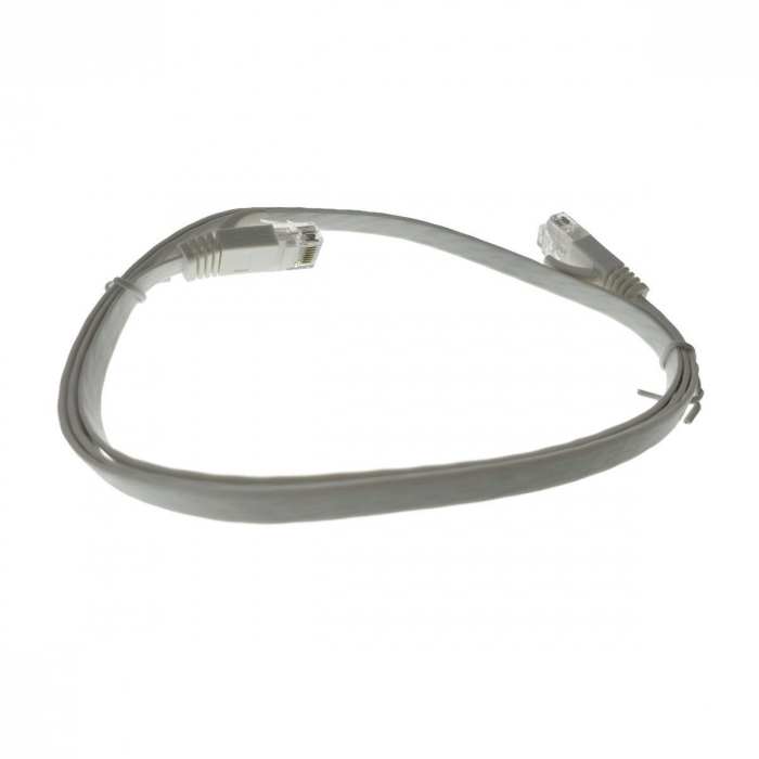Cablu UTP cat.6,mufat 2xRJ45,lungime 1m,plat,de legatura retea,ethernet,alb [4]