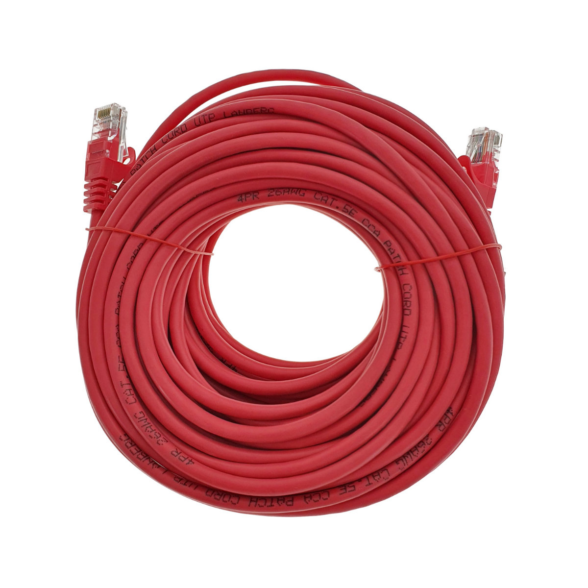 Cablu UTP, Lanberg 40687, cat.5e, mufat 2xRJ45, lungime 20m, AWG 26, 100 MHz, de legatura retea, ethernet, rosu [1]