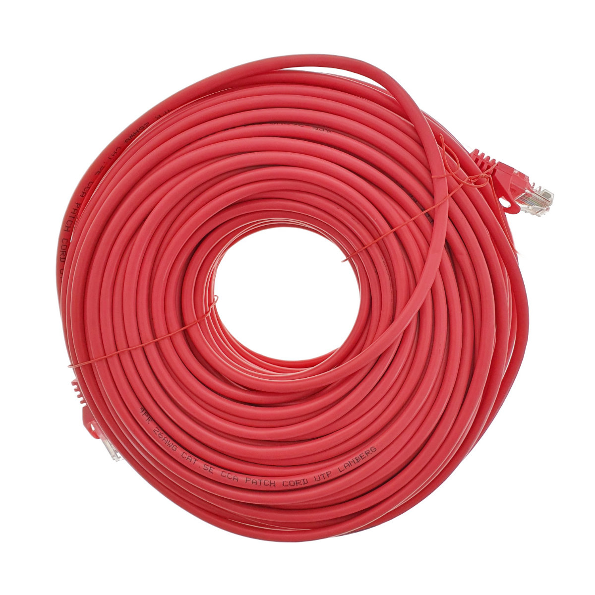 Cablu UTP, Lanberg 42810, cat.5e, mufat 2xRJ45, lungime 50m, AWG 26, 100 MHz, de legatura retea, ethernet, rosu [1]