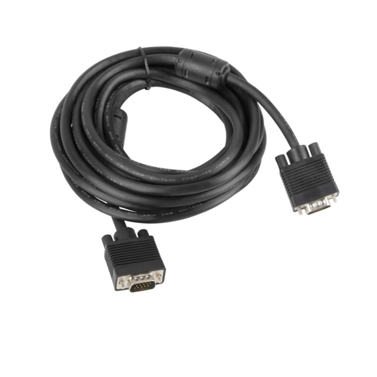 Cablu VGA tata-tata, lungime 5m, Lanberg 41390, ecranare dubla si miez ferita, negru [1]