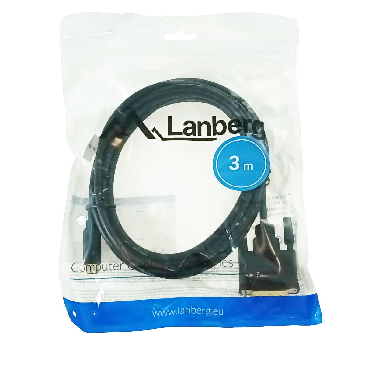 Cablu video USB-C la DVI-D 24+1 pini, 3m, tata-tata, dual link, HDR, Lanberg 43686, 4K-60Hz, negru [5]