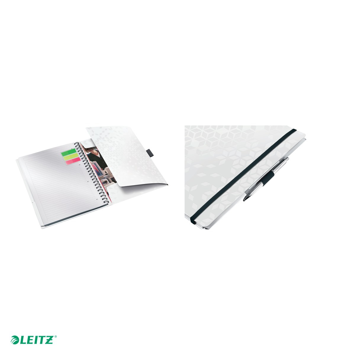 Caiet birou spira A4 dictando coperta PP be mobile Leitz Wow, carton 80 g/mp, 80 file, alb [4]