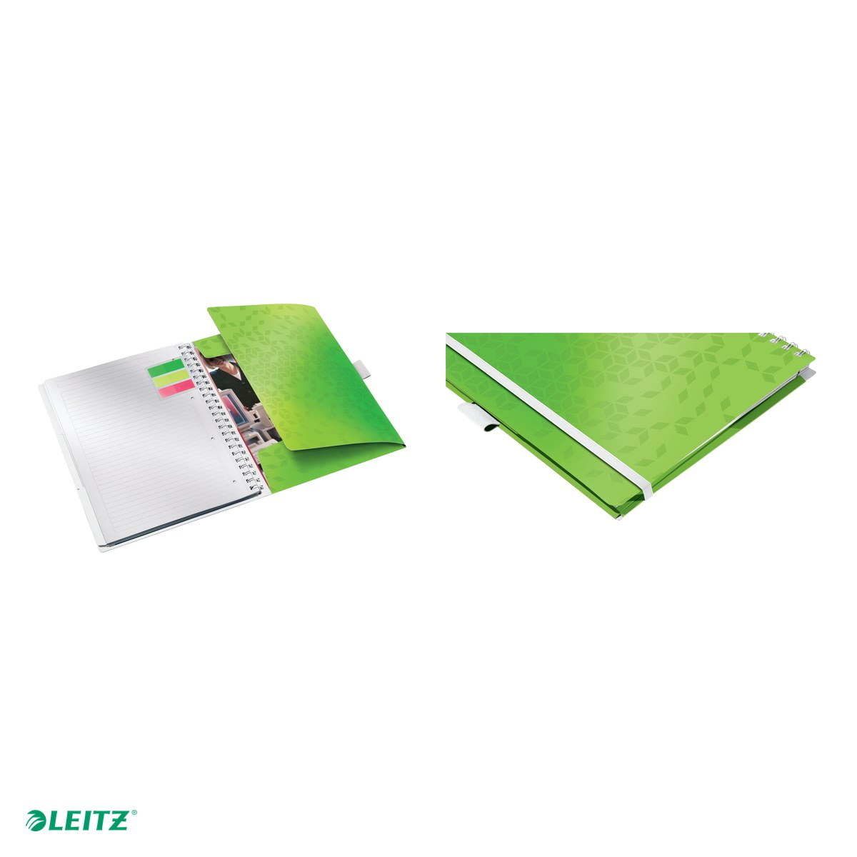 Caiet birou spira A4 dictando coperta PP be mobile Leitz Wow, carton 80 g/mp, 80 file, verde [4]