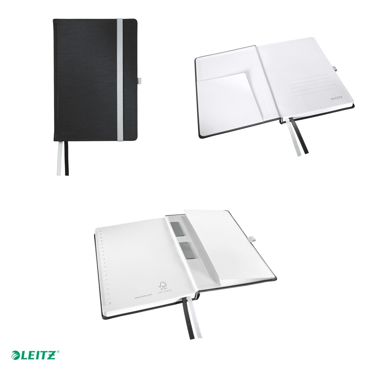 Caiet de birou Leitz Style, pentru documente perforate, 80 file, 8 file perforate, hartie 96 g/mp, negru Satin [6]
