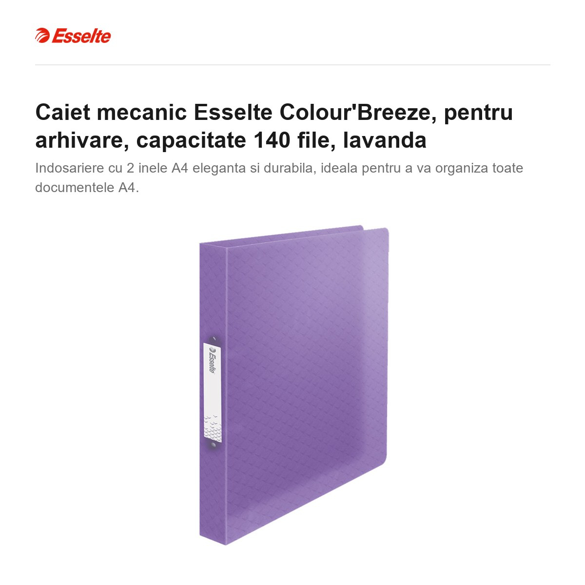 Caiet mecanic Esselte Colour'Breeze, pentru arhivare, capacitate 140 file, lavanda [2]