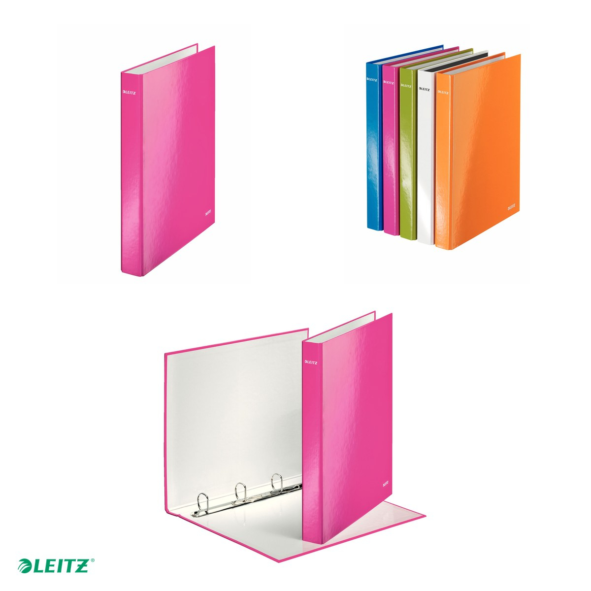 Caiet mecanic Leitz WOW, carton laminat, A4, mecanism 4DR, inel 25 mm, capacitate 230 coli (80 g/mp), roz [4]