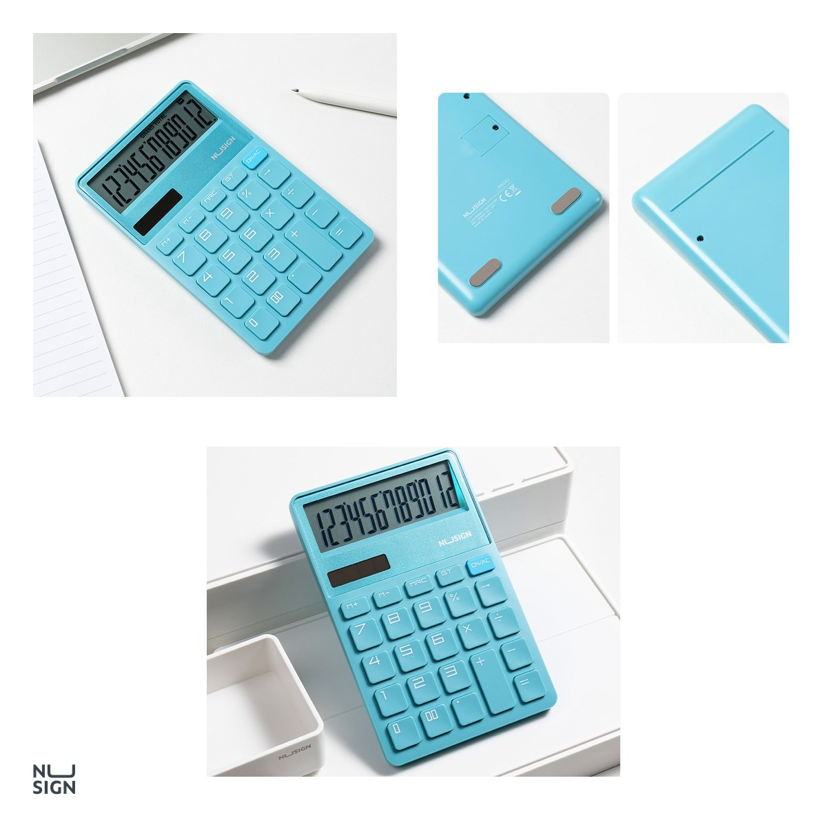 Calculator de birou Nusign, 12 dig bleu, albastru, 165x110x25 mm [4]