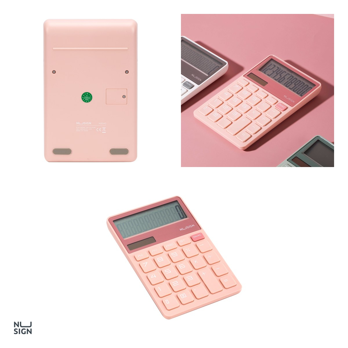 Calculator de birou Nusign Dig Deschis, 12, roz, 165x110x25 mm [4]