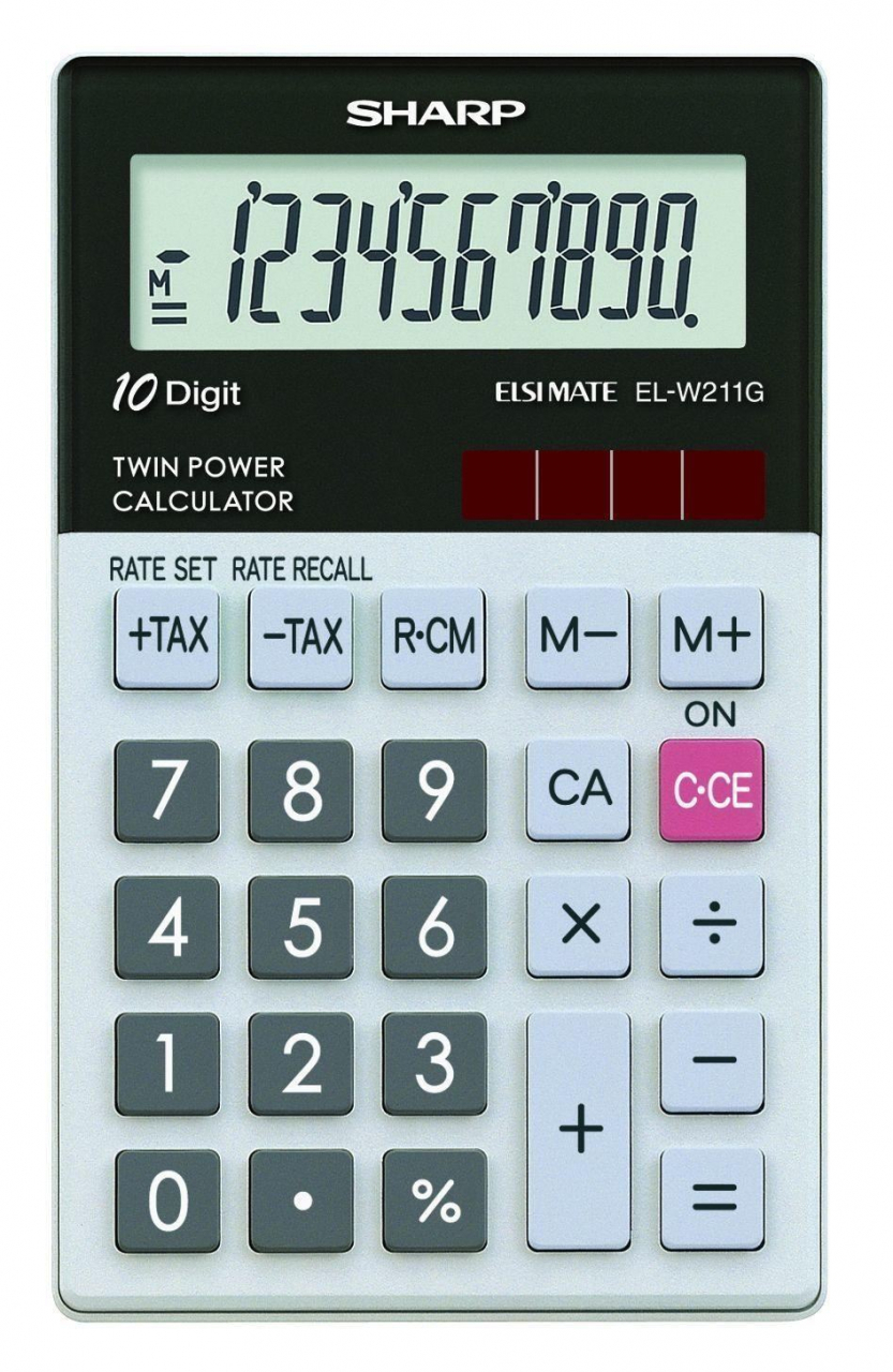Calculator de buzunar Sharp ELW211GGY,10 digiti,calculare taxe,7 x 0.8 x 11.7 cm [2]
