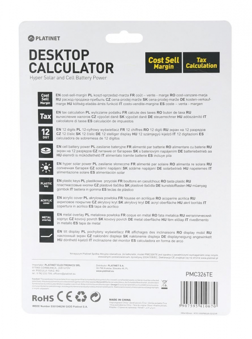 Calculator Platinet PMC326TE,12 digiti,calculare taxe si marja [2]