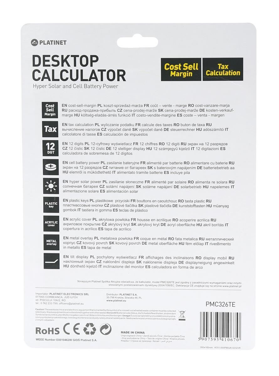 Calculator Platinet PMC326TE,12 digiti,calculare taxe si marja [5]