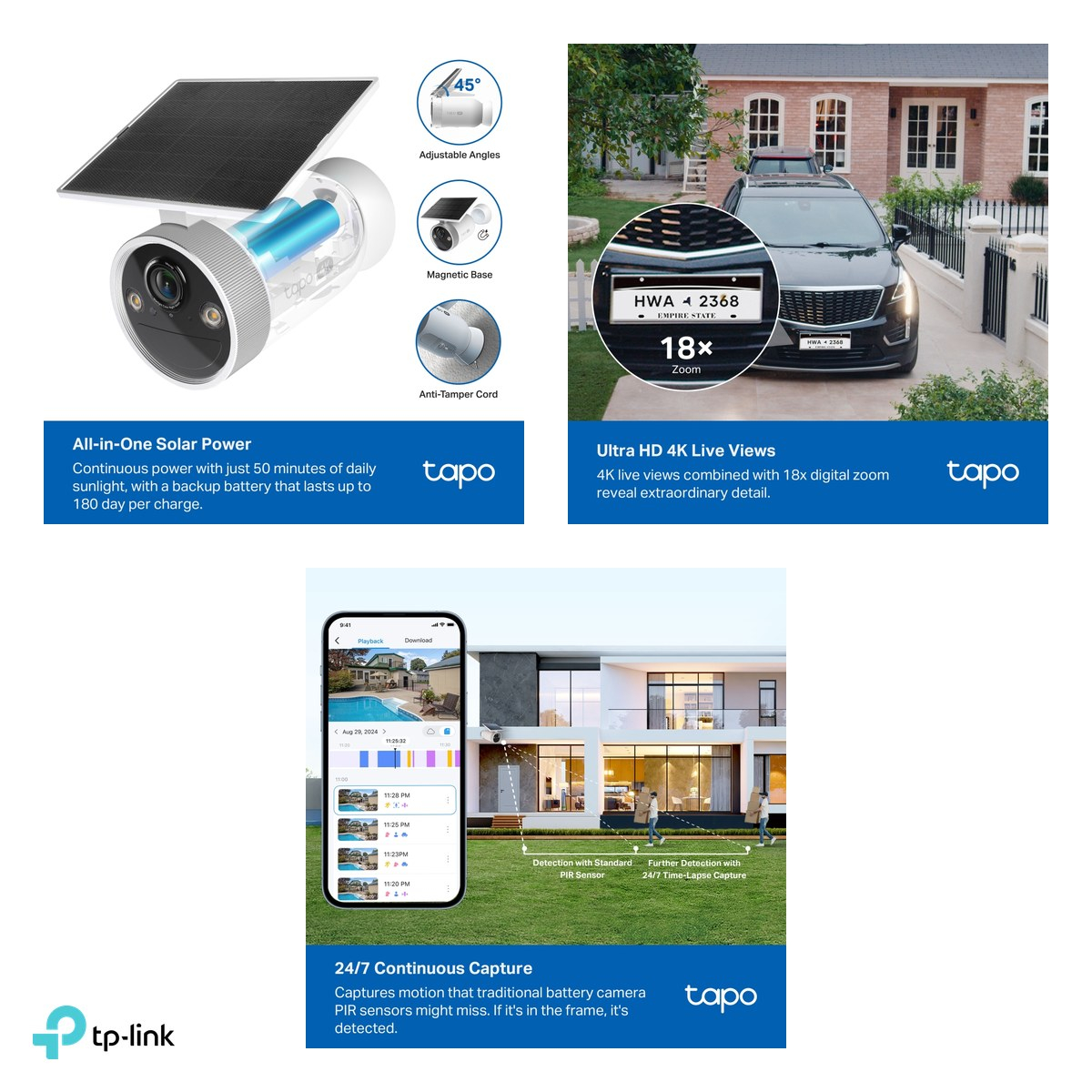 Camera de supraveghere exterior TP-Link Tapo C465, 4K 8MP, acumulator 7800 mAh si panou solar incorporat, Wi-Fi dual band, AI, vedere nocturna color, IP65, alb [5]
