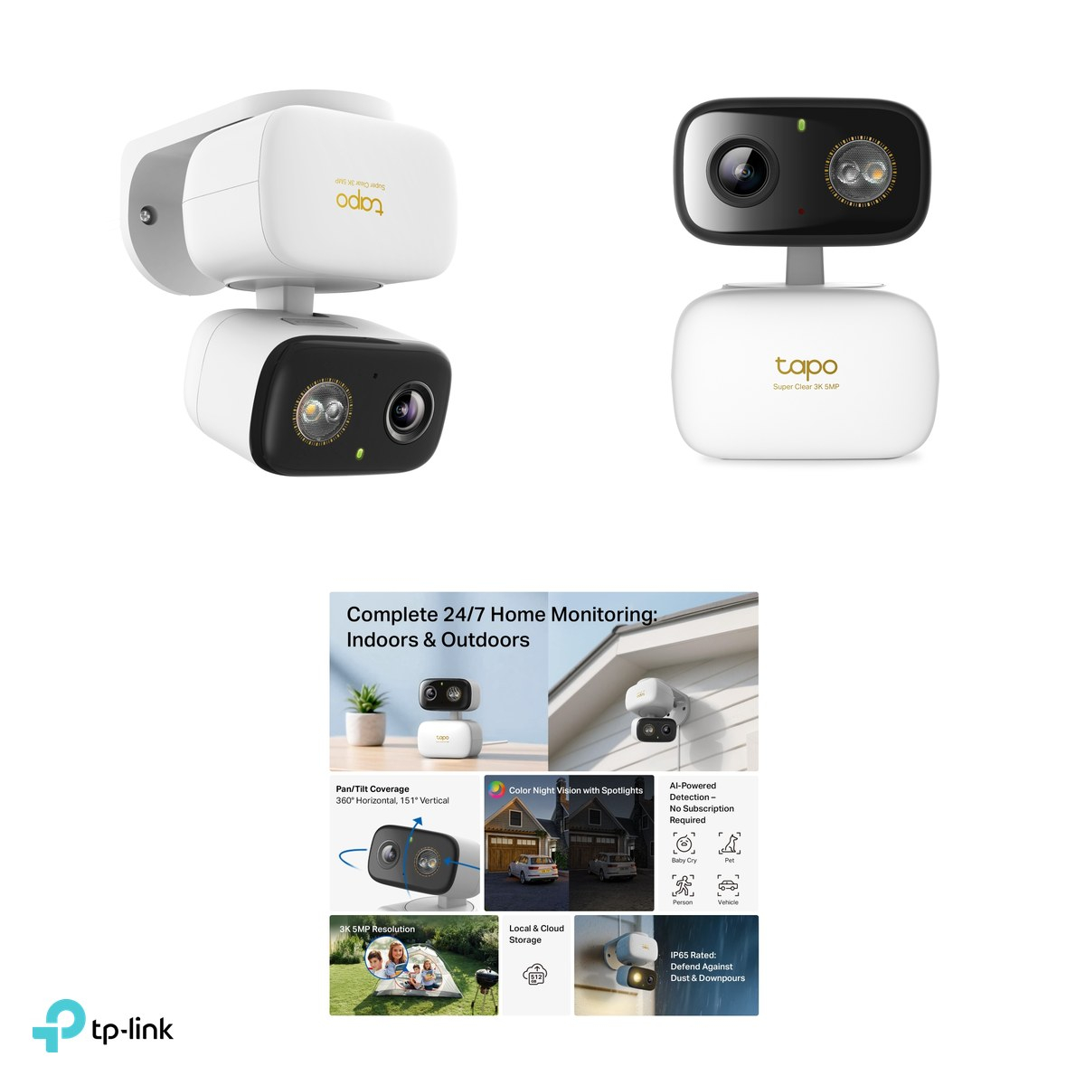 Camera de supraveghere pan/tilt interior si exterior TP-Link Tapo C236, 3K 5MP, Wi-Fi 2.4 GHz, vedere nocturna color, IP65, detectie AI, alb [4]