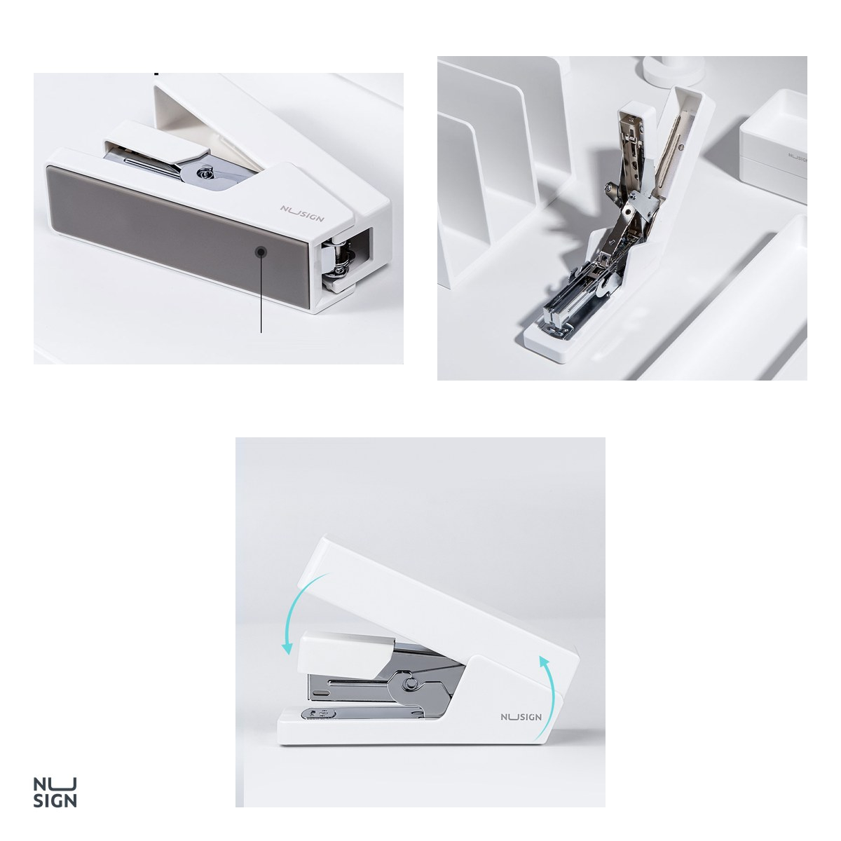 Capsator 25 coli 26/6 corp metal 081, Nusign, cu baza antiderapanta, pentru capse 24/6, alb [4]