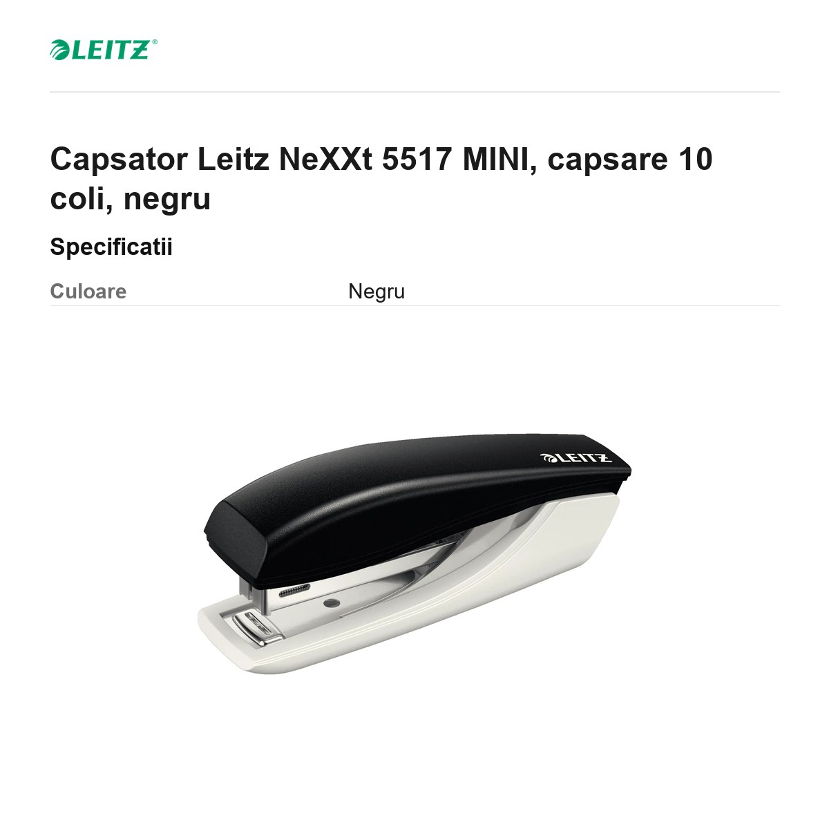 Capsator Leitz NeXXt 5517 MINI, capsare 10 coli, negru [3]
