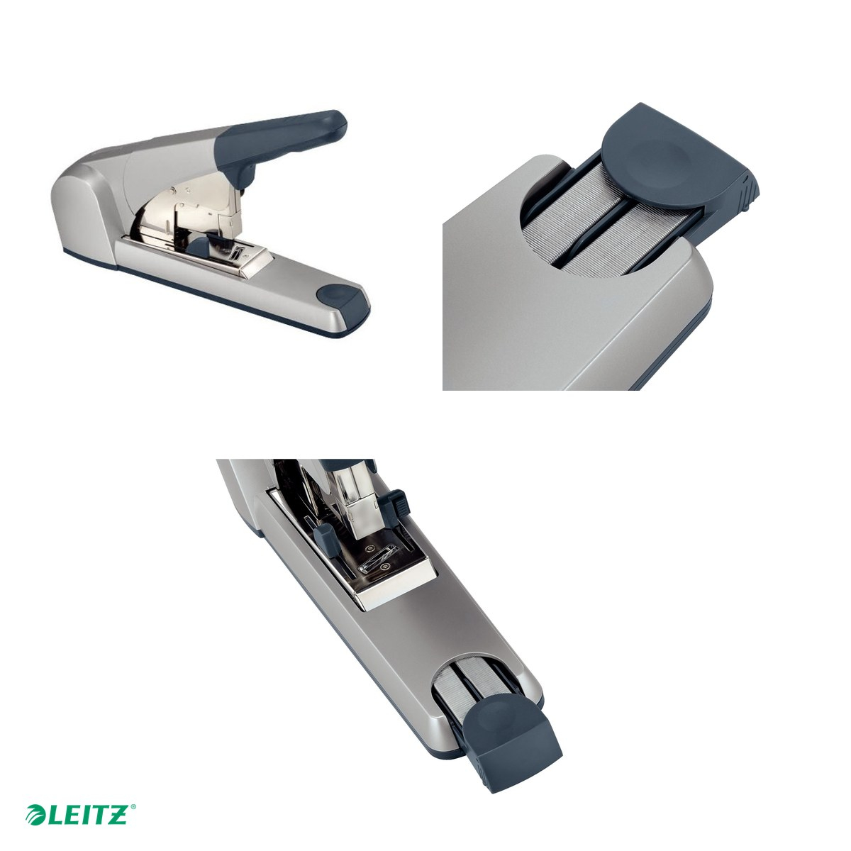 Capsator metalic Leitz 5553 de mare capacitate, capsare plata, capsare 120 coli, 1000 capse P6 incluse, pentru arhivare, alb [4]