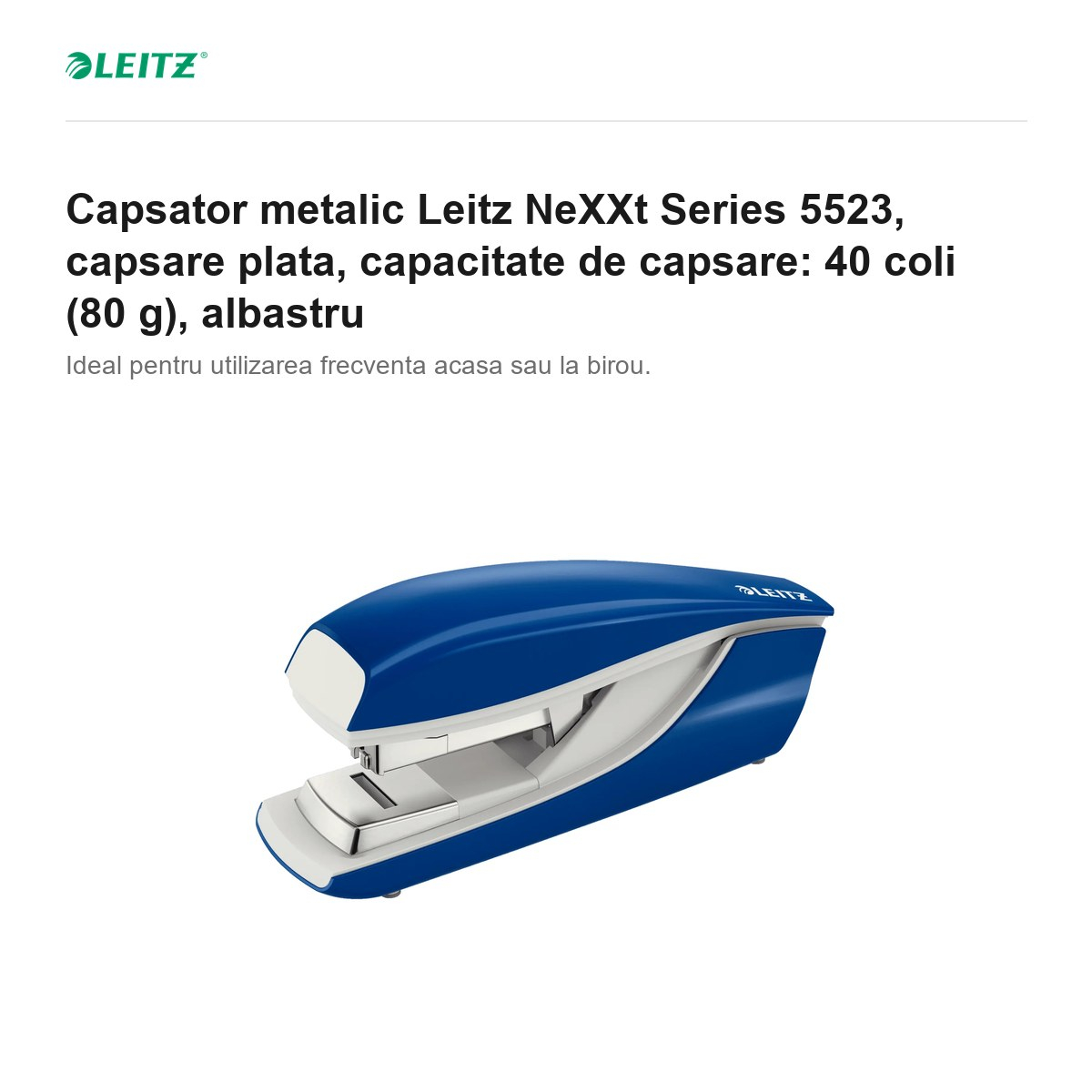 Capsator metalic Leitz NeXXt Series 5523, capsare plata, capacitate de capsare: 40 coli (80 g), albastru [2]