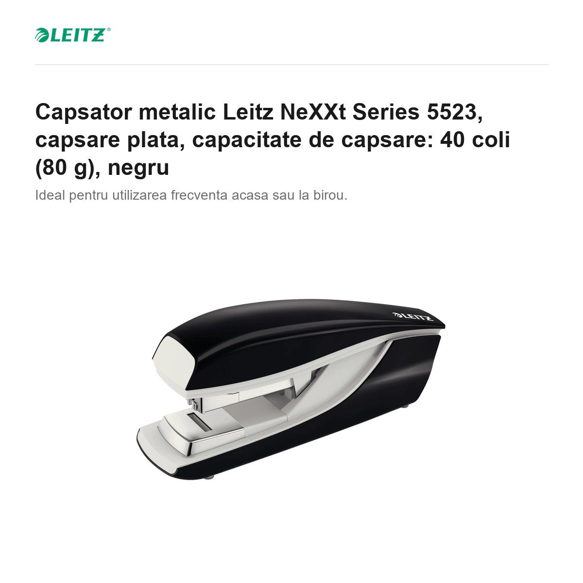 Capsator metalic Leitz NeXXt Series 5523, capsare plata, capacitate de capsare: 40 coli (80 g), negru [2]