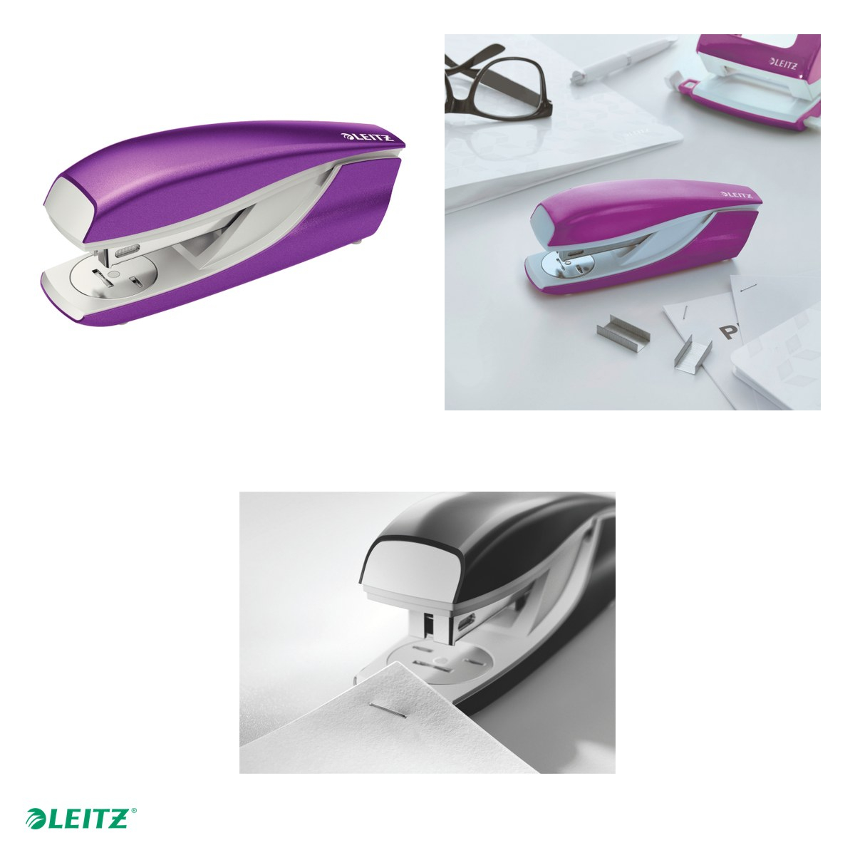 Capsator metalic Leitz WOW 5502 NeXXt Series, capsare 30 coli, 200 capse P3 incluse, mov [4]