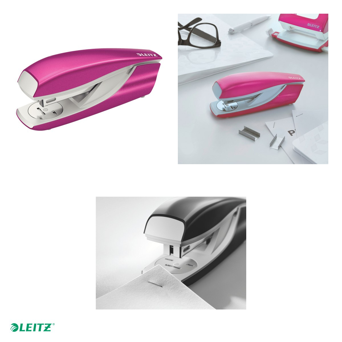 Capsator metalic Leitz WOW 5502 NeXXt Series, capsare 30 coli, 200 capse P3 incluse, roz [4]