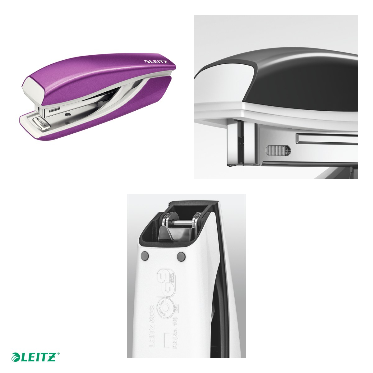Capsator metalic Leitz WOW 5528 MINI NeXXt Series, capsare 10 coli, 1000 capse P2 incluse, mov [4]