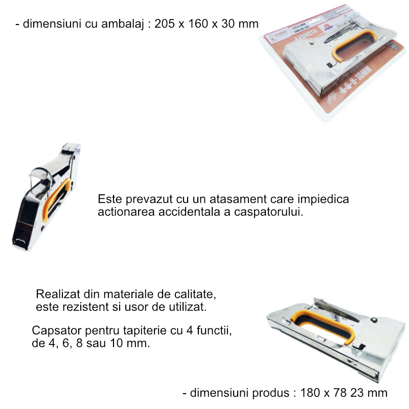 Capsator pentru tapiterie, din inox, cu 4 functii si blocare manuala [5]