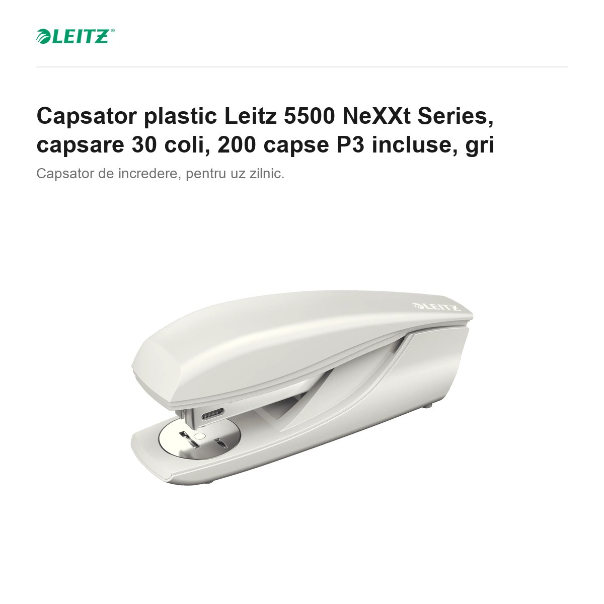 Capsator plastic Leitz 5500 NeXXt Series, capsare 30 coli, 200 capse P3 incluse, gri [2]