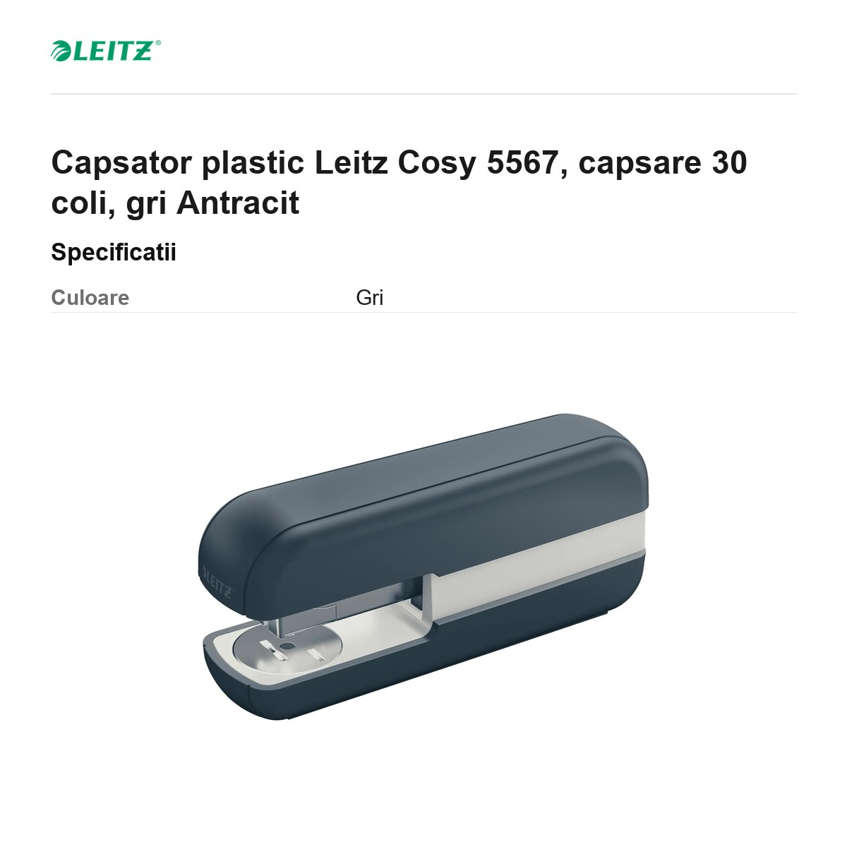 Capsator plastic Leitz Cosy 5567, capsare 30 coli, gri Antracit [3]