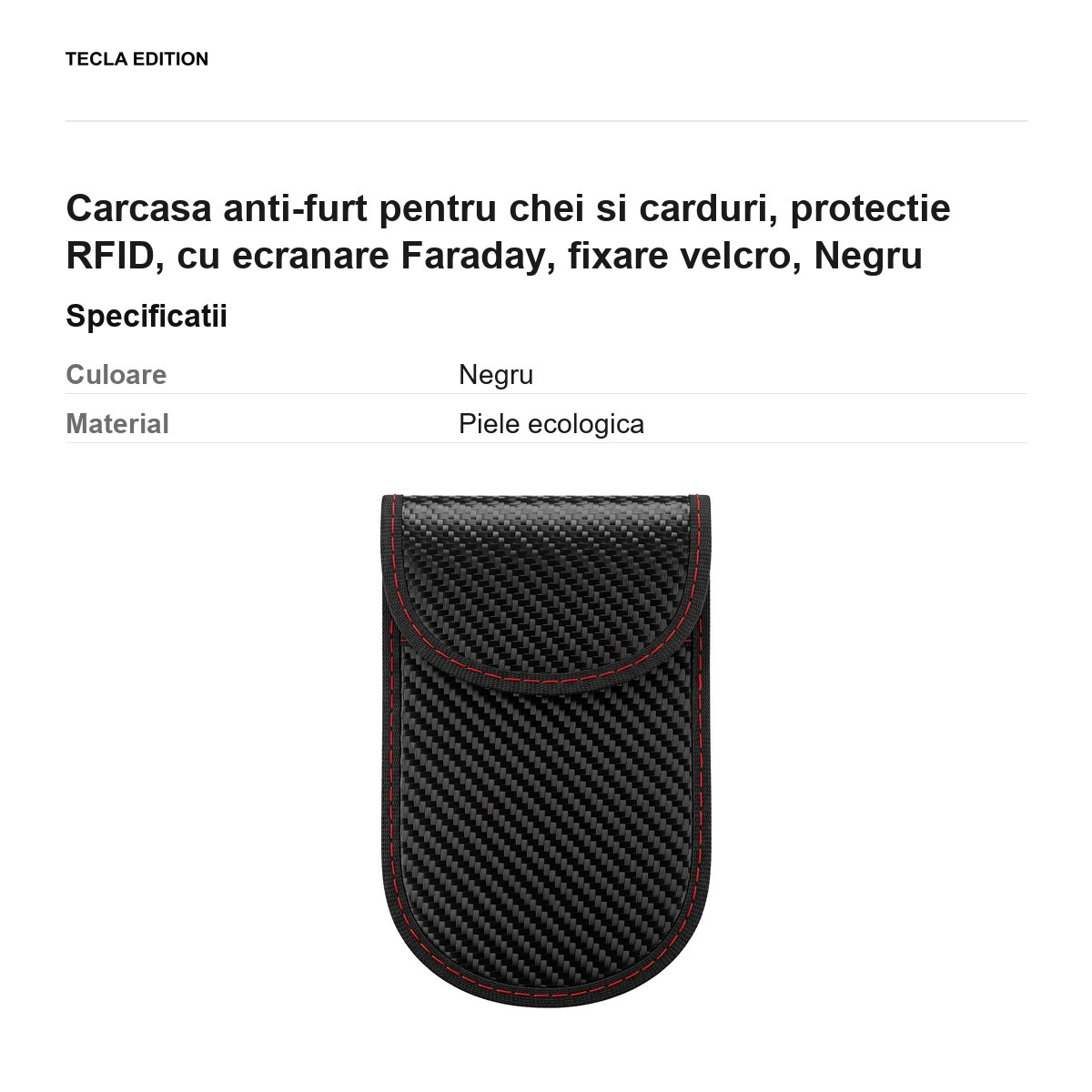 Carcasa anti-furt pentru chei si carduri, protectie RFID, cu ecranare Faraday, fixare velcro, Negru [3]