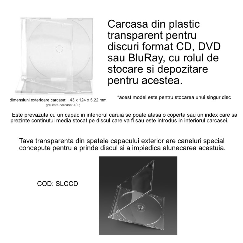 Carcasa CD Slim Clear 5.22 mm, din plastic transparent [4]
