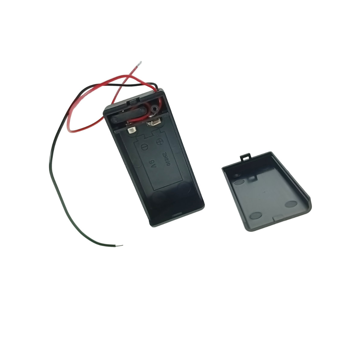 Carcasa cu capac si conectori cu 2 fire, pentru 1 baterie tip 6F22 9V, PR-3142-05021, buton On/Off, neagra [1]