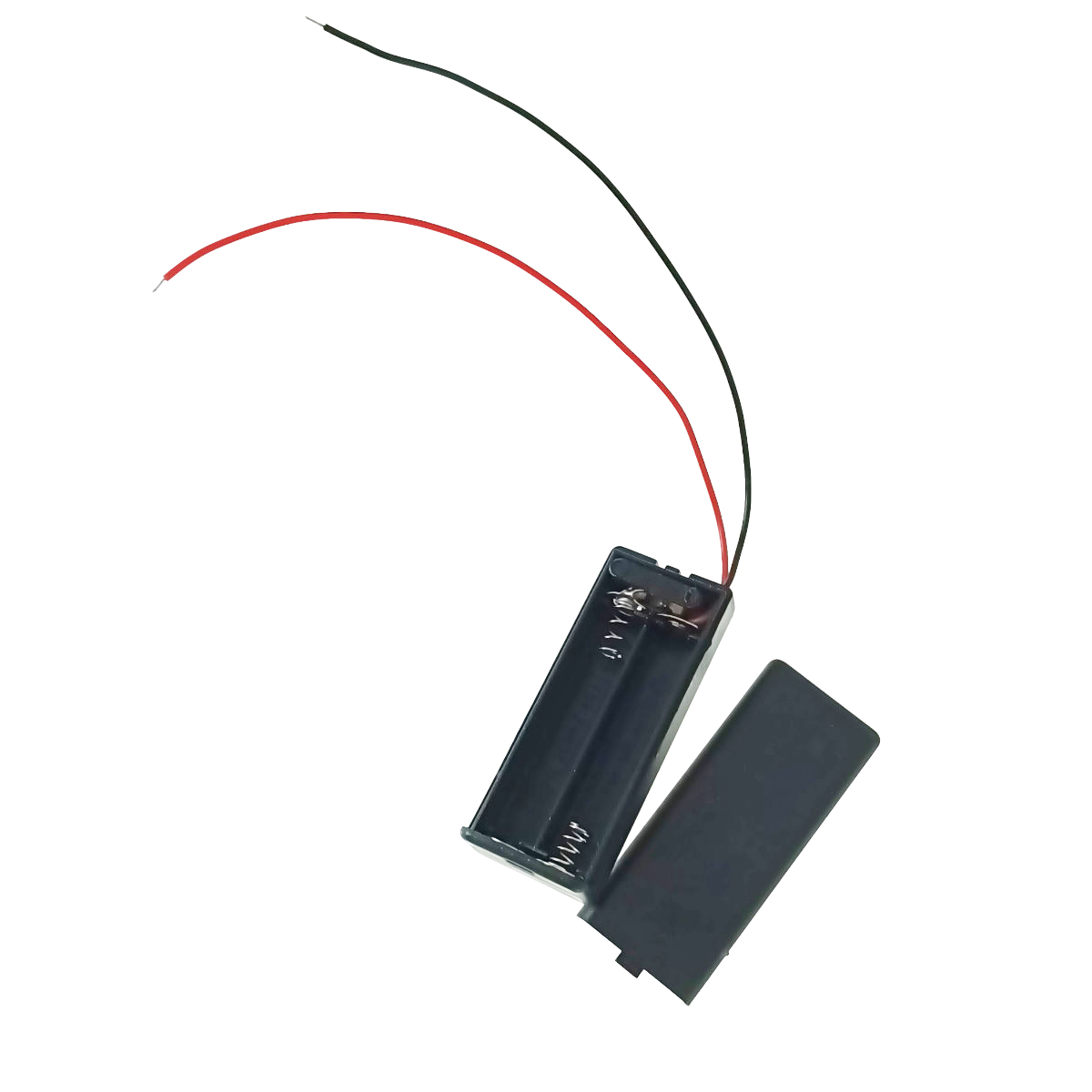Carcasa cu capac si conectori cu 2 fire, pentru 2 baterii tip AAA-R3, PR-2666-04801, buton On/Off, neagra [4]
