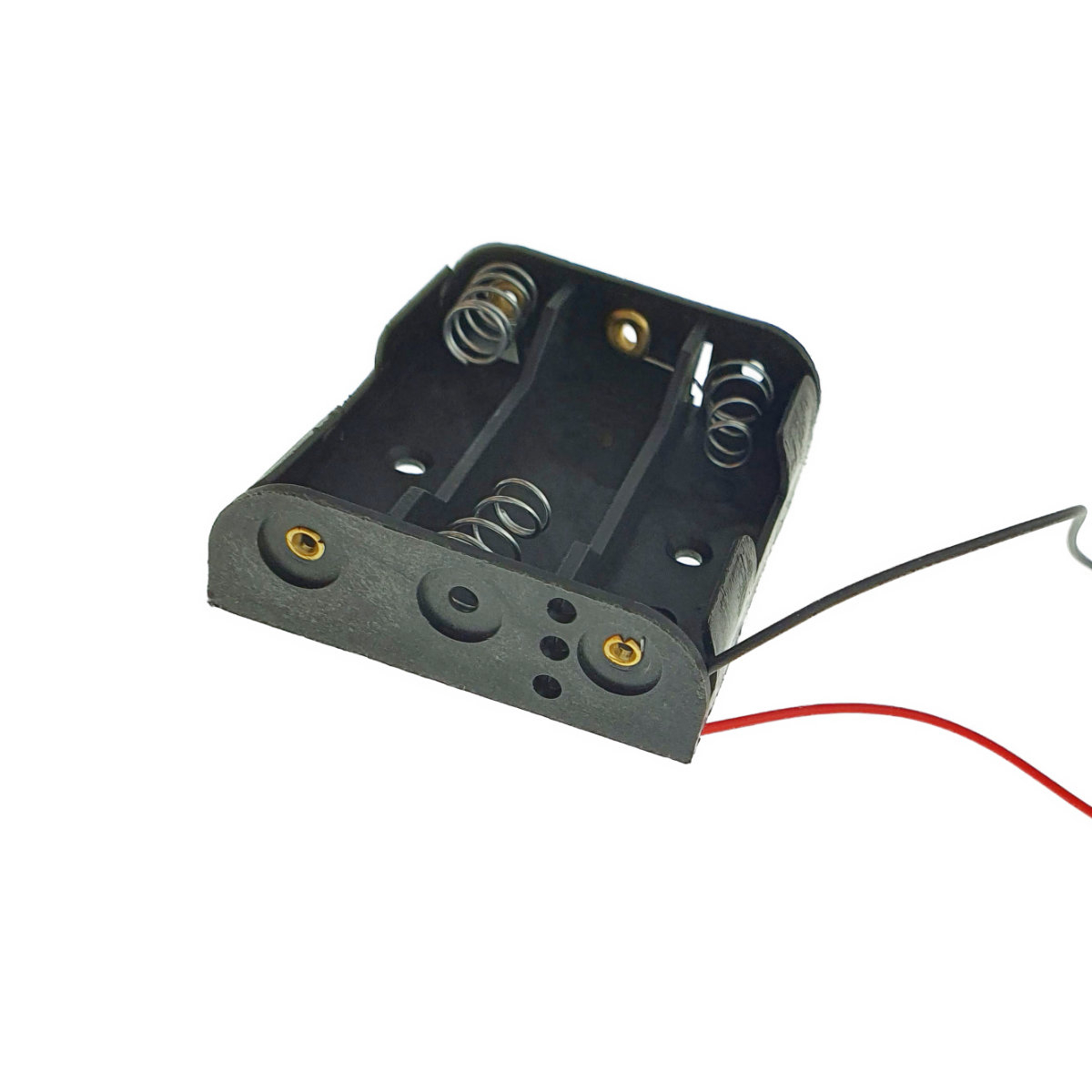 Carcasa cu suport si conectori cu 2 fire, pentru 3 baterii tip AA R6, din plastic negru [6]