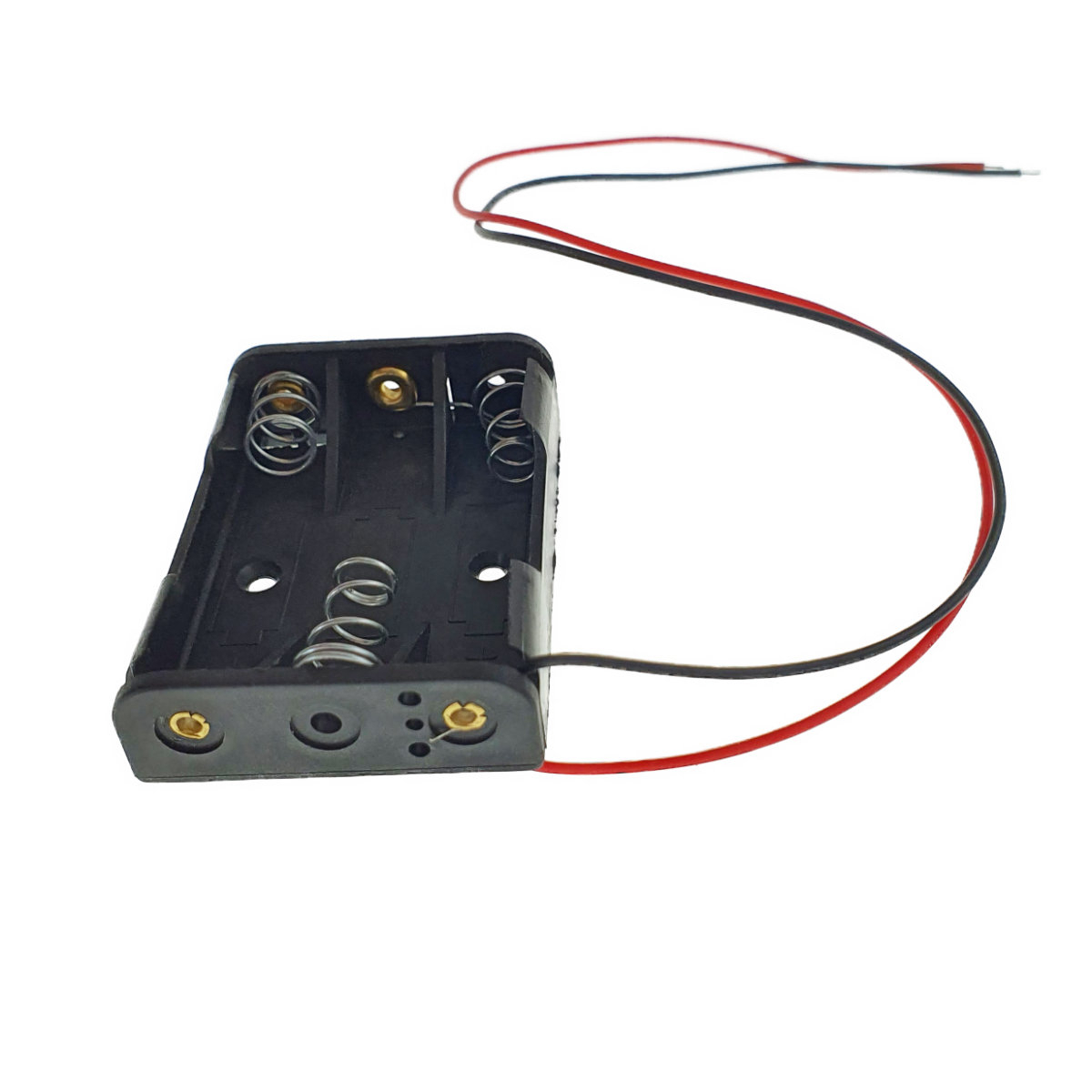 Carcasa cu suport si conectori cu 2 fire, pentru 3 baterii tip AAA R3, din plastic negru [6]